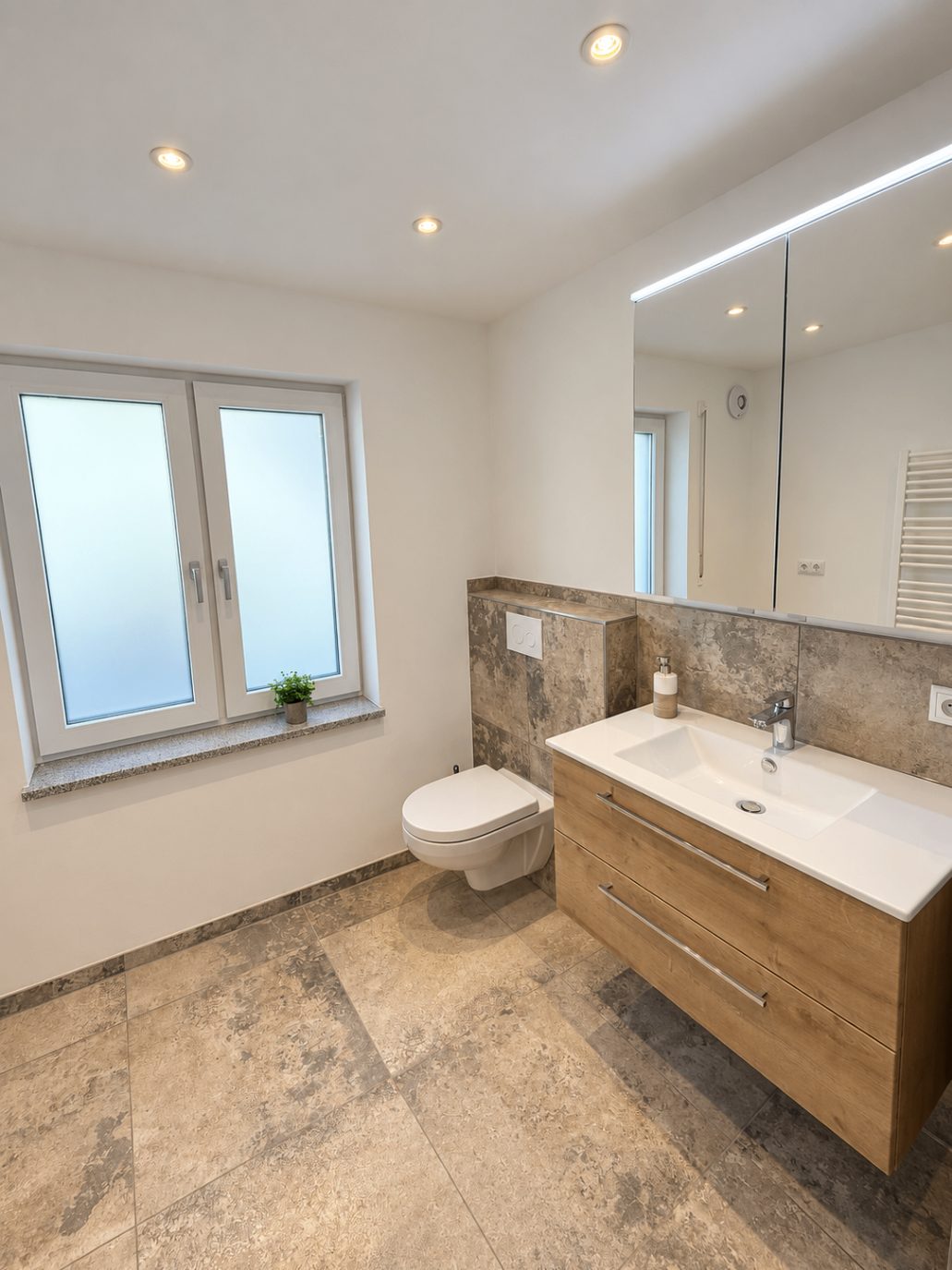 Separates WC der Ferienwohnung Liserl mit Waschtisch und Tageslichtfenster