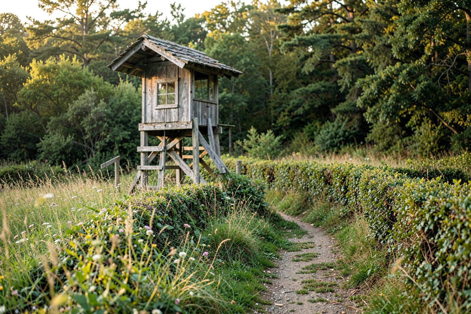 Kleiner Holzturm am Heckenlehrpfad bei Allhartsmais