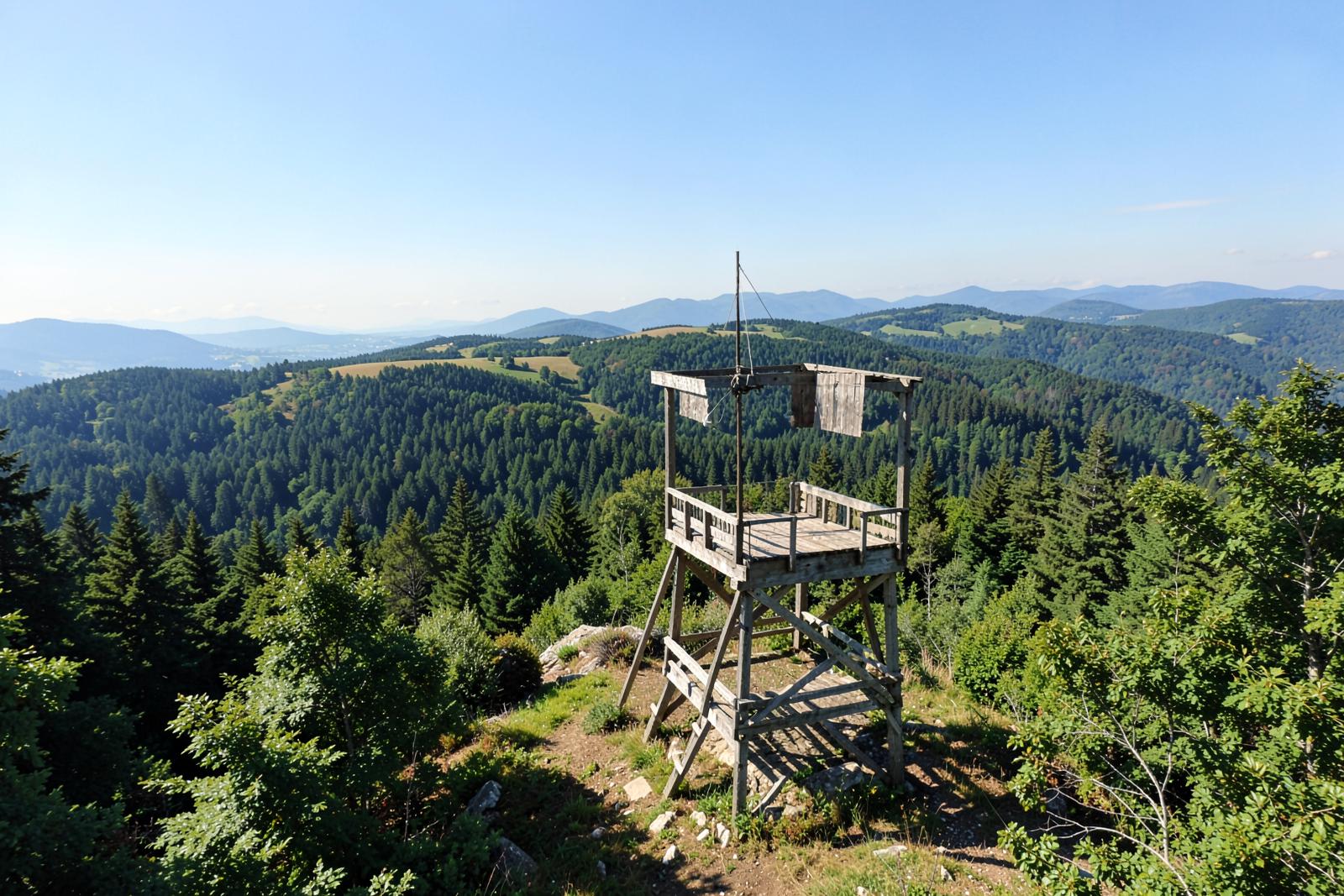 Holzerner Aussichtsturm auf dem Brotjacklriegel mit Weitblick